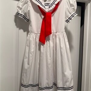 White Sailor Dress with Red Tie